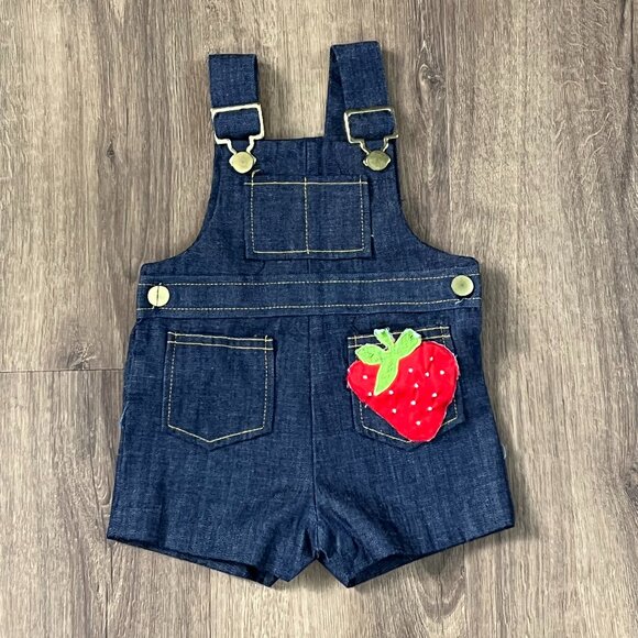 Vintage Healthtex Strawberry DenimShortalls Sz 12M